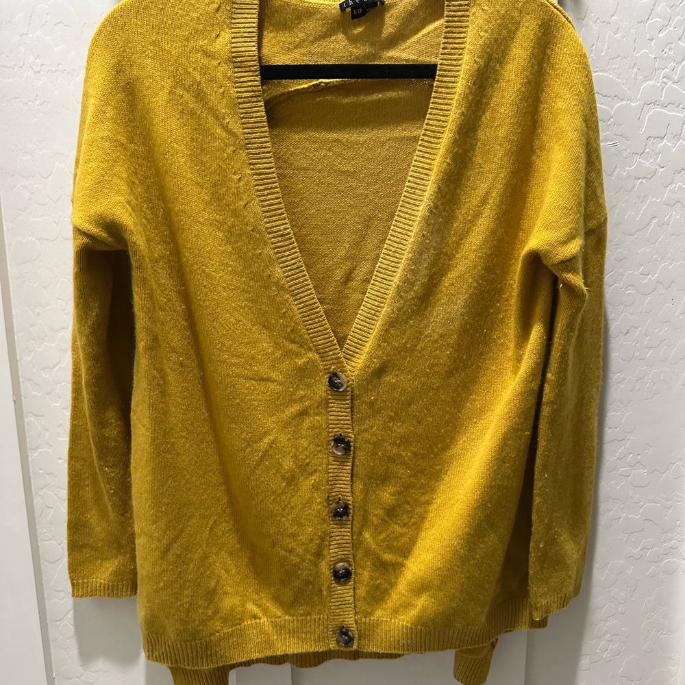 Theory Mustard Yellow Women's Cardigan - Picture 3 of 15
